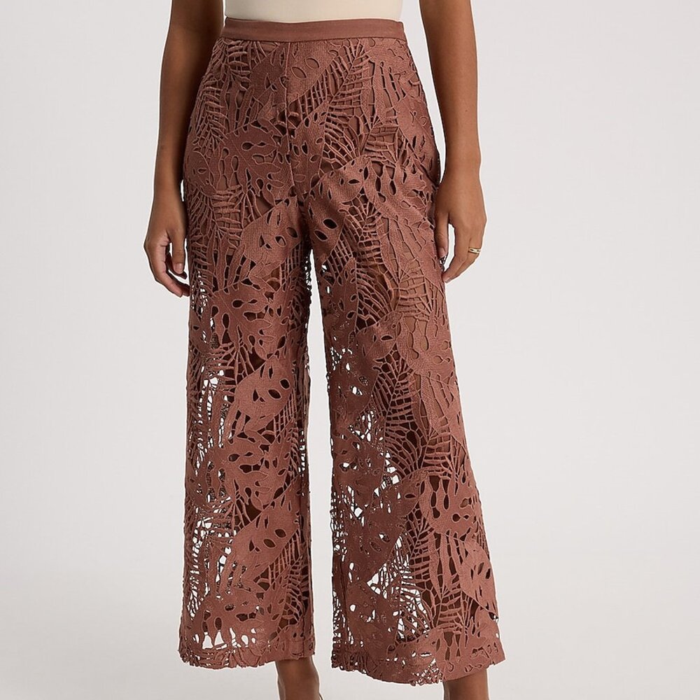 High Waisted Lace Wide Leg Ankle Pant *NWT*